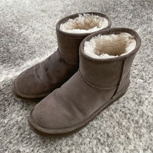 Bearpaw Womens Alyssa Gray Suede Pull On Winter & Snow Boots Shoes Used